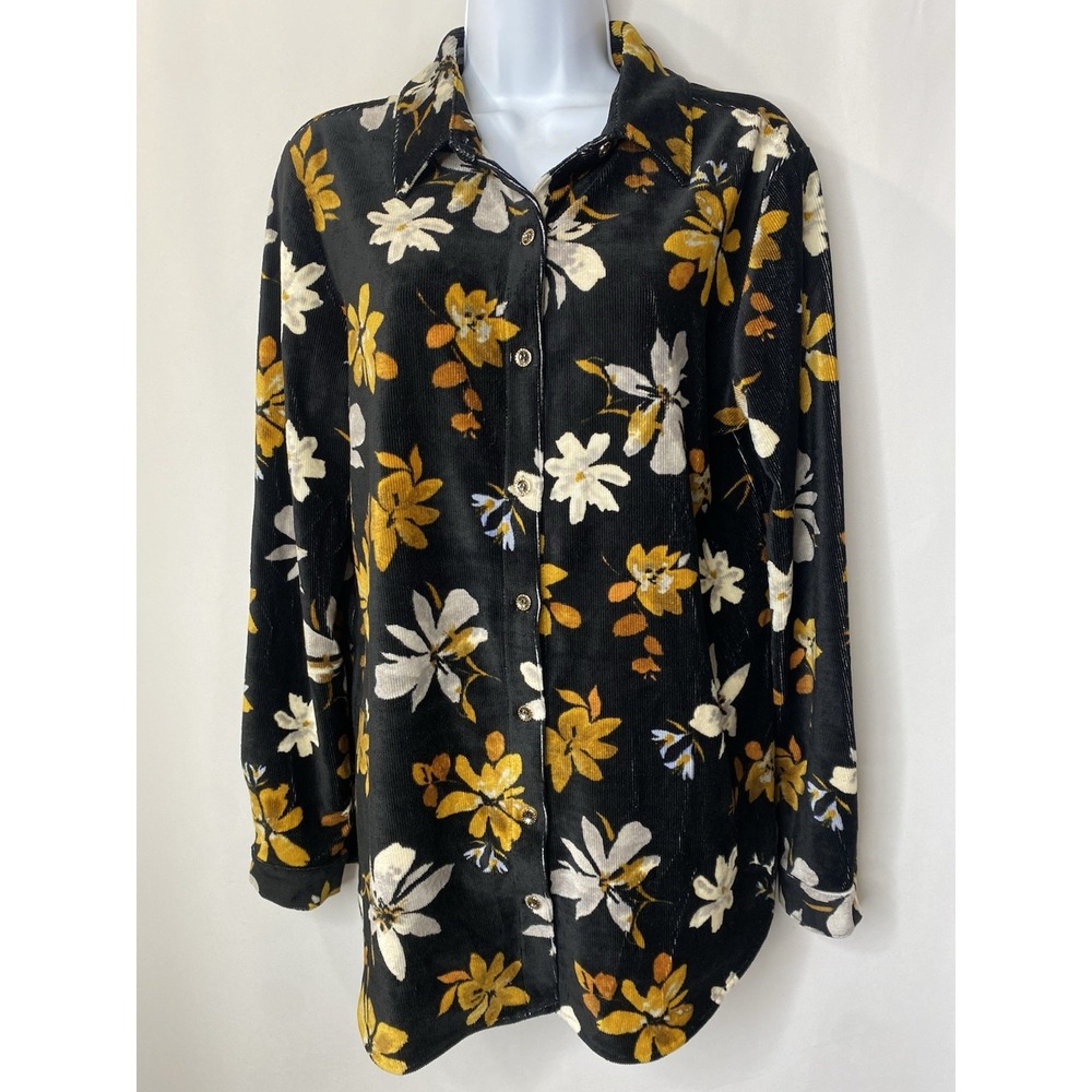 Susan Graver QVC Womens Shirt Size Medium Super Soft Fall Floral Career Wear